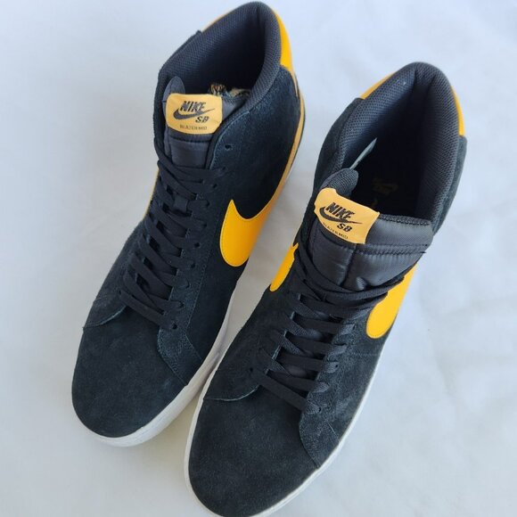 SIZE 15 MEN\'S NIKE SB ZOOM BLAZER MID BLACK YELLOW 864349-009 main image 7